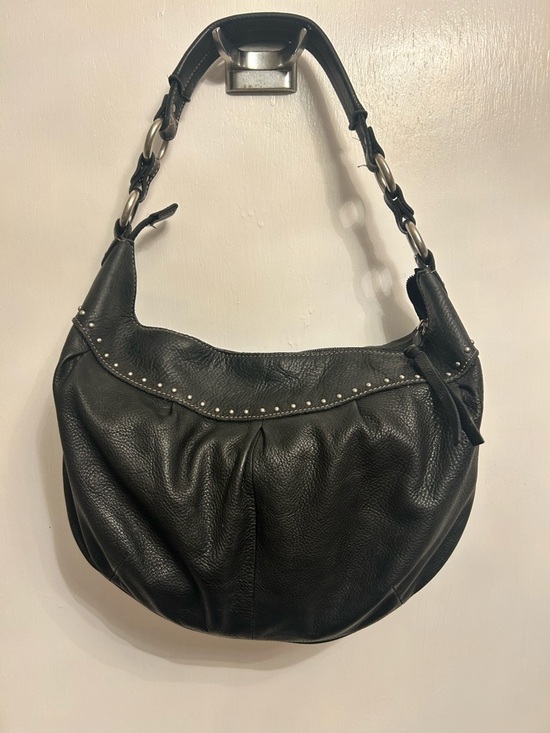 Fossil Handbags - Fossil Black Leather Stud-Trim Hobo Bag
